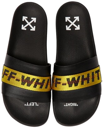 off white yellow slippers
