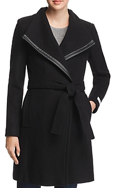 calvin klein belted asymmetric front coat