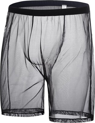 ZUOLAIYIN Men's Boxer Shorts See-Through Trunks Breathable Underwear Loose Mesh  Sexy Sheer Split Side Transparent - ShopStyle