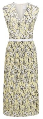 HUGO BOSS Embroidered lace dress with plisse skirt part