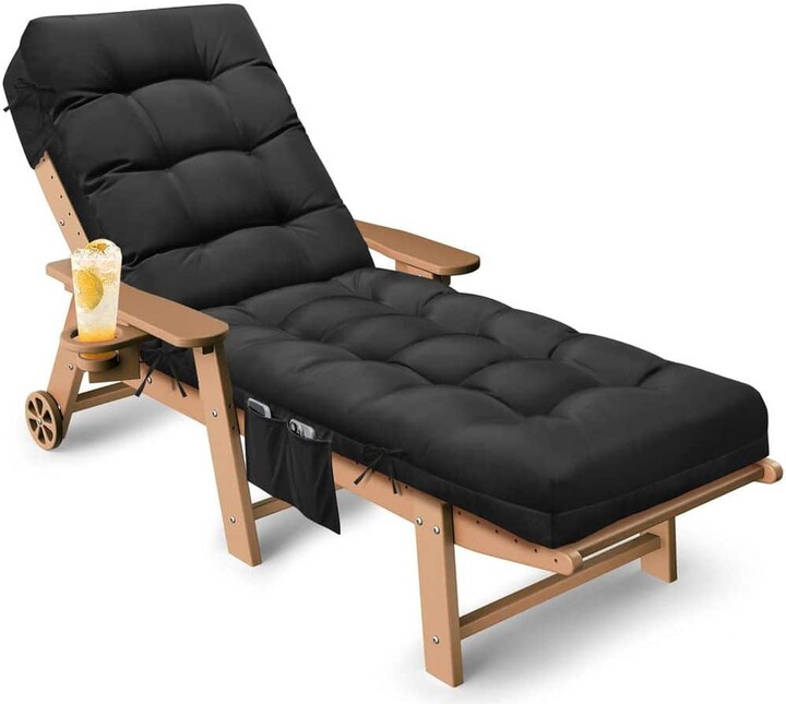 MOEPISY Waterproof Replacement Chaise Lounge Cushions 71 x 22 x 4.7 in. Non-Slip Patio Pool Lounge Chair Cushions (Black)