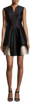 Thumbnail for your product : Halston Cap-Sleeve Notch-Neck Colorblocked Cocktail Dress