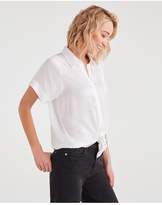 Thumbnail for your product : 7 For All Mankind Tie Front Short Sleeve Shirt In Soft White