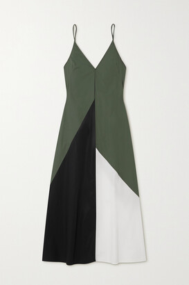 Bassike + Net Sustain Paneled Organic Cotton-poplin Maxi Dress - Army green - 2