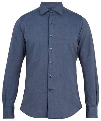 Glanshirt Spread-collar cotton-chambray shirt