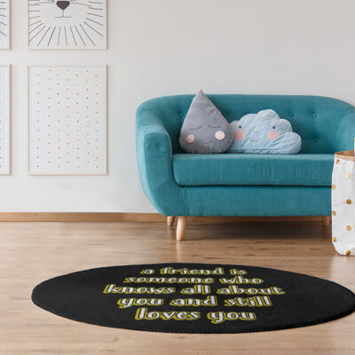 East Urban Home Love & Friendship Quote Chalkboard Style Poly Chenille Rug