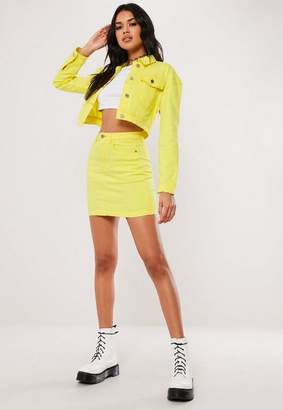 yellow cropped denim jacket