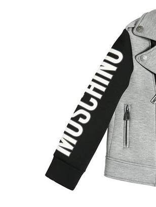 Moschino Logo Printed Neoprene Biker Jacket