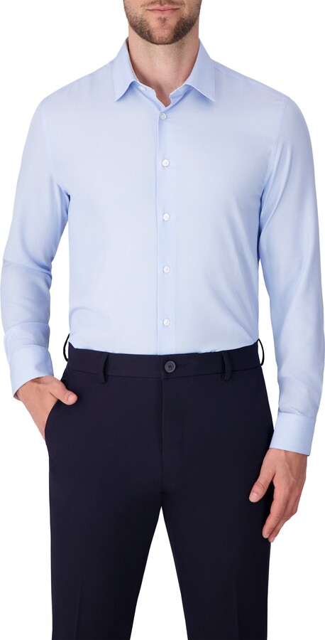 Report Collection Geometric Print Slim Fit Stretch Dress Shirt