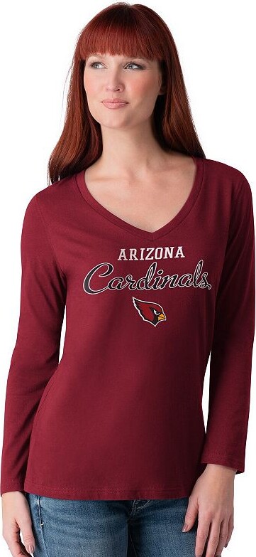 Women's G-III 4Her by Carl Banks Cardinal Arizona Cardinals Post Season Long Sleeve V-Neck T-Shirt