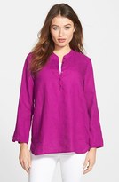 Thumbnail for your product : Eileen Fisher Band Collar Organic Linen Tunic