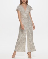 Thumbnail for your product : Eliza J Petite Sequined Flutter-Sleeve Jumpsuit