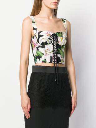 Dolce & Gabbana floral print lace-up bustier top