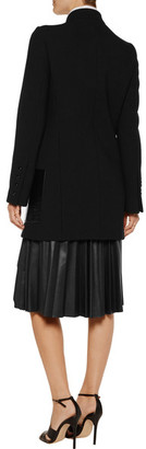 Michael Kors Collection Leather-Trimmed Wool Coat