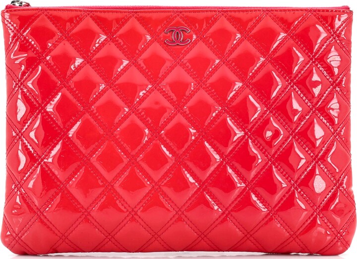 Chanel Gabrielle O Case Clutch Quilted Felt and Calfskin Large Blue, Gray