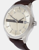 Thumbnail for your product : Armani Exchange Brown Leather Strap Watch AX2100