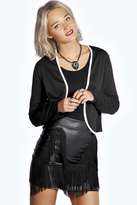 Thumbnail for your product : boohoo Faith Collarless Contrast Piping Blazer
