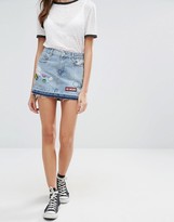 Thumbnail for your product : Pull&Bear Denim Skirt with Patches