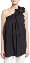 Thumbnail for your product : Brunello Cucinelli Floral-Shoulder Pleated Tank