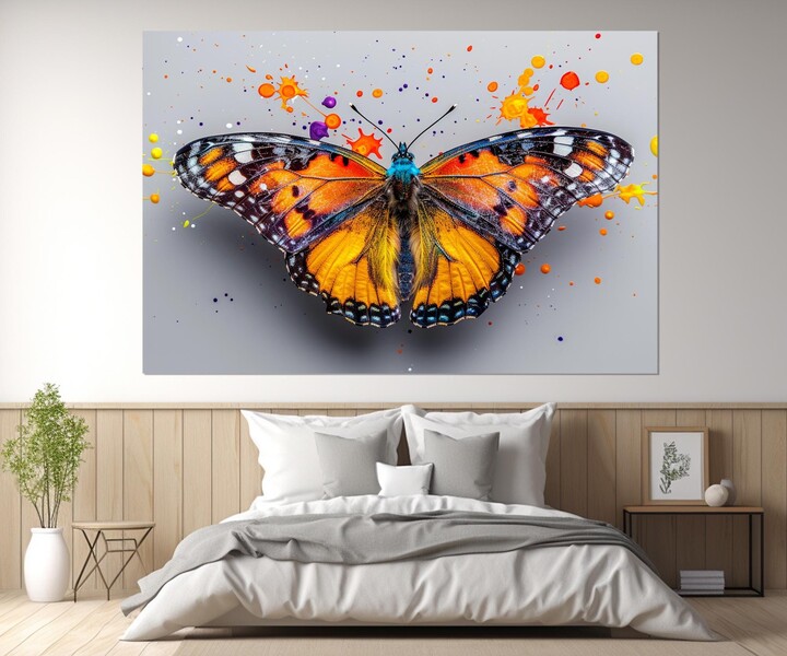 Abstract Butterfly Painting Canvas Print, Wall Art, Modern Poster, Framed & Ready To Hang