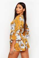 Thumbnail for your product : boohoo Floral Wrap & Ruffle Sleeve Romper
