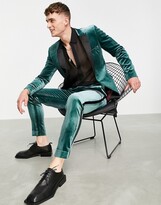 Thumbnail for your product : ASOS DESIGN super skinny velvet suit trousers in green