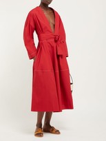 Thumbnail for your product : Marios Schwab Fornells Belted Cotton Midi Dress - Red