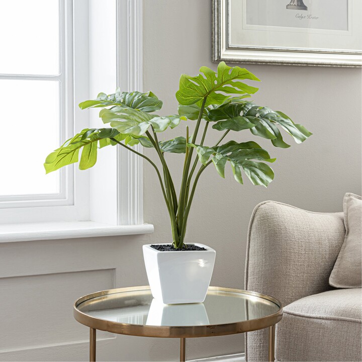 Dunelm Artificial Cheese Plant Green in Ceramic Pot 53cm Green