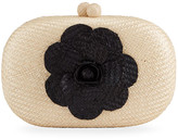Thumbnail for your product : Serpui Marie Olive Camelia Floral Straw Clutch Bag