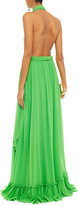 Thumbnail for your product : Dundas Open-back Tie-neck Silk-georgette Gown