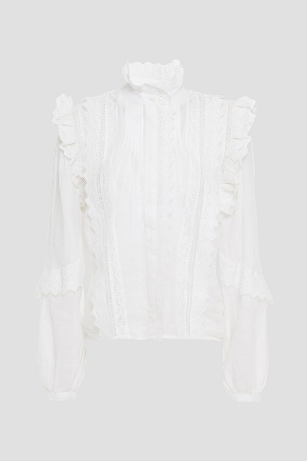white ruffle lace blouse
