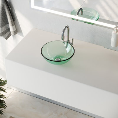 Countertop Round Vessel Bathroom Sink with Pop-up Drain