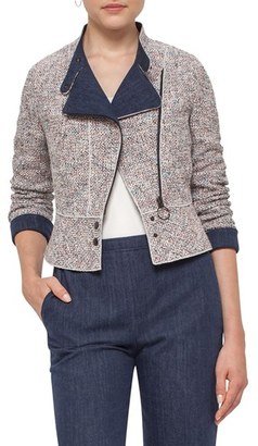 Akris Punto Women's Tweed & Denim Moto Jacket