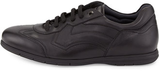 Ferragamo Leggero Calfskin Lace-Up Sneaker, Black