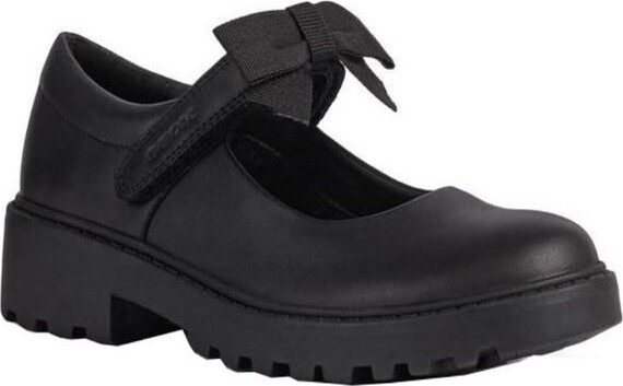 Geox Girls Casey Bow Leather School Shoes (Black) - ShopStyle Flats