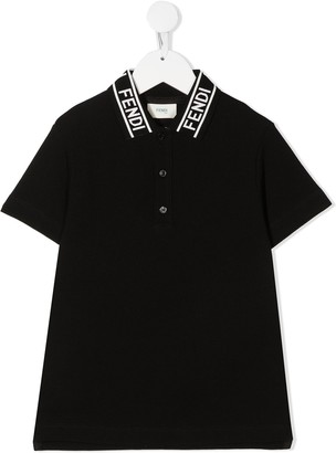 Fendi Kids Logo-Collar Polo Shirt