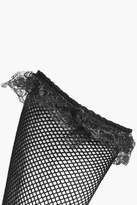 Thumbnail for your product : boohoo Fishnet Stockings With Lace Trim