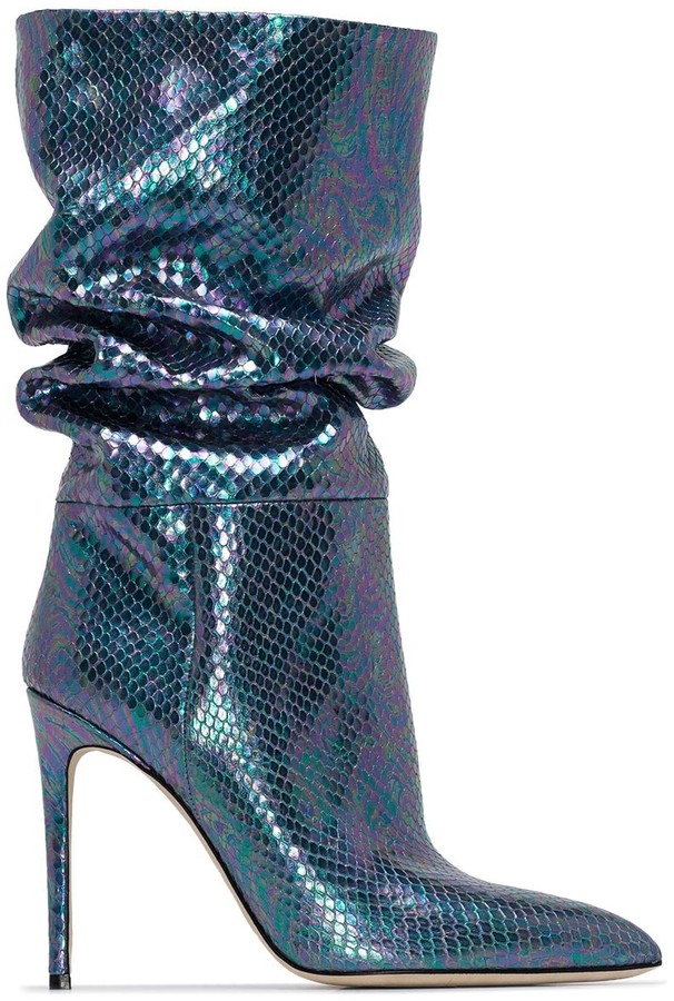 blue snakeskin booties