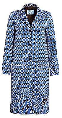 Prada Women's Techno Jersey Argyle Print Coat