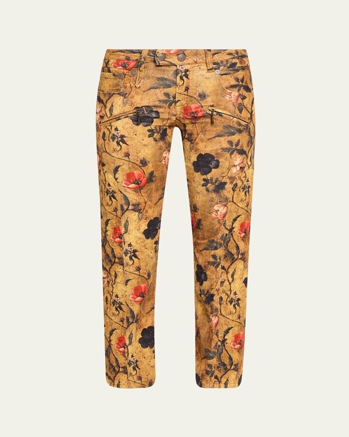 Boy Straight Coated Floral Jeans