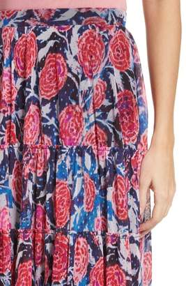 Fuzzi Floral Print Midi Skirt