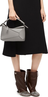 Loewe Luxury Mini Puzzle Bag In Soft Grained Calfskin in Black
