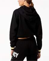 Thumbnail for your product : Juicy Couture Cropped Striped-Trim Hoodie