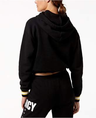 Juicy Couture Cropped Striped-Trim Hoodie