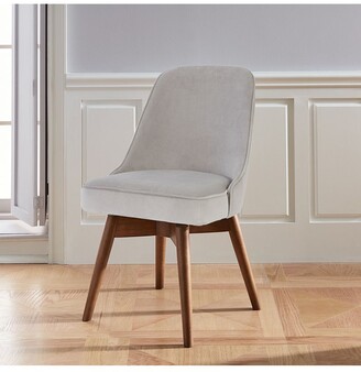 west elm Mid-Century Velvet Swivel Office Chair, Grey/Natural