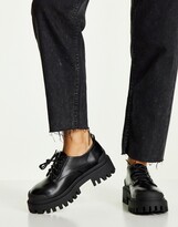 Thumbnail for your product : ASOS DESIGN Wide Fit Mayan chunky lace up flat shoes in black