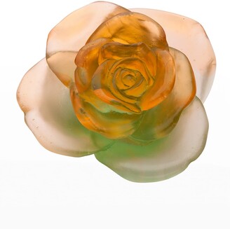 Daum Rose Passion Orange/Green Flower