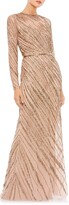 Thumbnail for your product : Mac Duggal Beaded Long Sleeve Tulle Column Gown