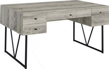 One Allium Way Sonoma Grey Driftwood 4-Drawer Writing Desk