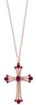 Thumbnail for your product : Effy Amoré by Certified Ruby (1-3/4 ct. t.w.) and Diamond (1/3 ct. t.w.) Cross Pendant Necklace in 14k Rose Gold